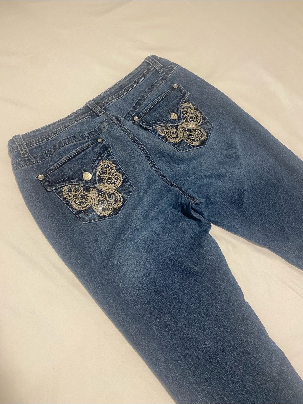 Nine West Blue Embroidered Back-Pocket Women's Jeans Bootcut size 12